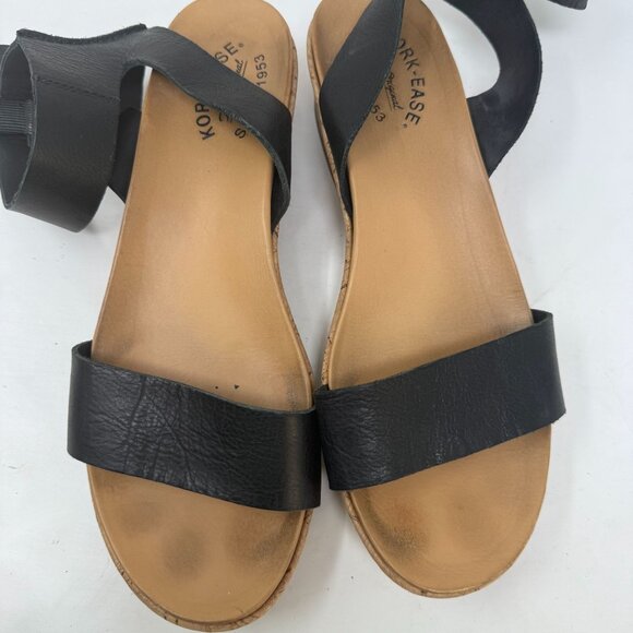 Kork-Ease Womens Black Leather Cork Sole Ankle Strap Sandals Size 39 US 8.5 - Picture 3 of 9